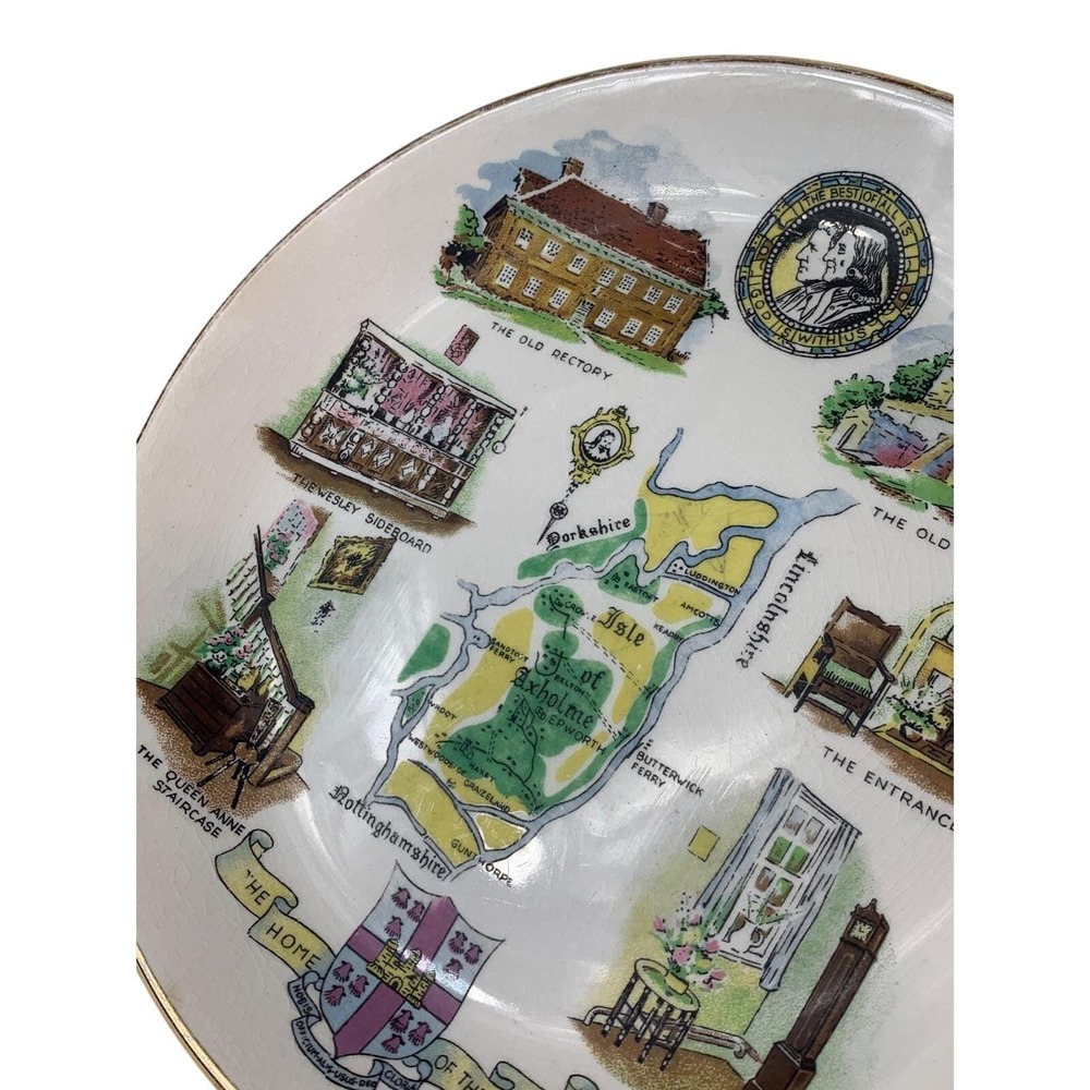 Royal Winton Potteries Home of the Wesleys England Collector 8" Plate Gold Trim - Picture 6 of 8